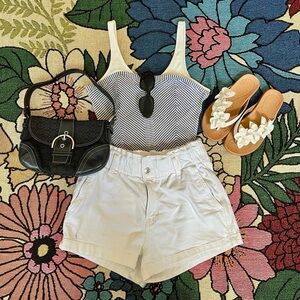 Anthropologie Navy and White Striped Tank Top